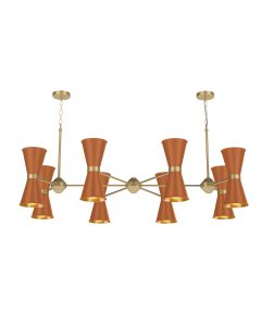 Hyde 16 Light Pendant Brushed Brass and Marmalade
