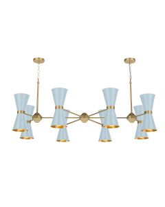 Hyde 16 Light Pendant Brushed Brass and Amalfi Blue