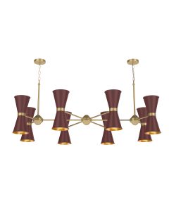 Hyde 16 Light Pendant Brushed Brass and Aubergine