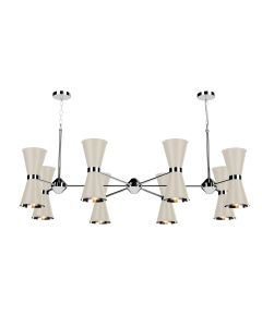 Hyde 16 Light Pendant Polished Chrome and Cotswold Cream