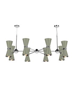 Hyde 16 Light Pendant Polished Chrome and Sage Green