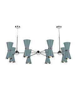 Hyde 16 Light Pendant Polished Chrome and River Blue