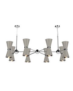 Hyde 16 Light Pendant Polished Chrome and Powder Grey