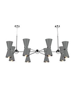 Hyde 16 Light Pendant Polished Chrome and Lead Grey