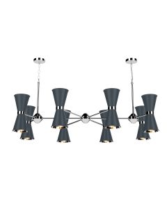 Hyde 16 Light Pendant Polished Chrome and Smoke Blue