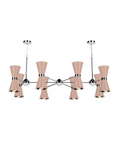 Hyde 16 Light Pendant Polished Chrome and Blush Pink