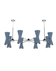 Hyde 16 Light Pendant Polished Chrome and Persian Blue