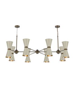 Hyde 16 Light Pendant Antique Brass and Pebble