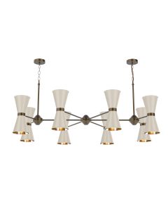 Hyde 16 Light Pendant Antique Brass and Cotswold Cream