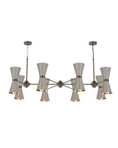 Hyde 16 Light Pendant Antique Brass and Powder Grey
