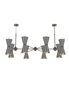 Hyde 16 Light Pendant Antique Brass and Lead Grey