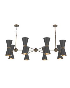 Hyde 16 Light Pendant Antique Brass and Black