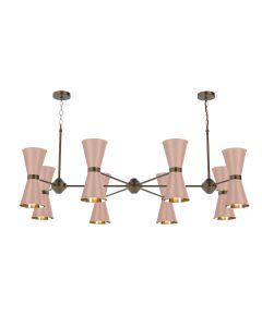Hyde 16 Light Pendant Antique Brass and Blush Pink