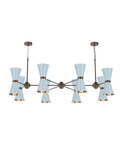 Hyde 16 Light Pendant Antique Brass and Amalfi Blue