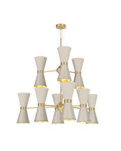 Hyde 18 Light Pendant Butter Brass and Cotswold Cream