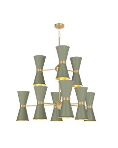 Hyde 18 Light Pendant Butter Brass and Sage Green