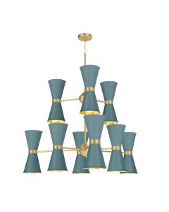 Hyde 18 Light Pendant Butter Brass and River Blue