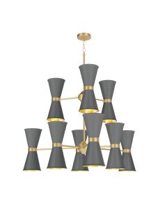 Hyde 18 Light Pendant Butter Brass and Lead Grey