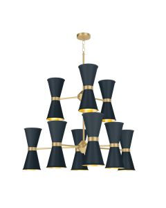 Hyde 18 Light Pendant Butter Brass and Smoke Blue