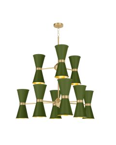 Hyde 18 Light Pendant Butter Brass and Juniper Green
