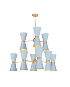Hyde 18 Light Pendant Butter Brass and Amalfi Blue