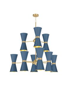 Hyde 18 Light Pendant Butter Brass and Persian Blue