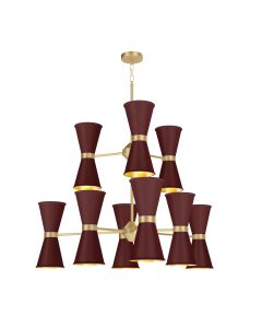 Hyde 18 Light Pendant Butter Brass and Aubergine