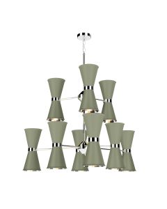 Hyde 18 Light Pendant Polished Chrome and Sage Green
