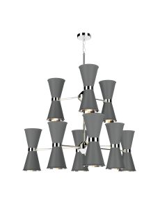 Hyde 18 Light Pendant Polished Chrome and Lead Grey