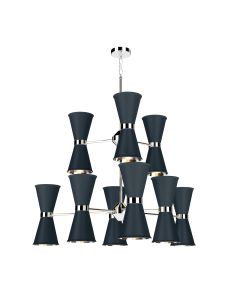 Hyde 18 Light Pendant Polished Chrome and Smoke Blue