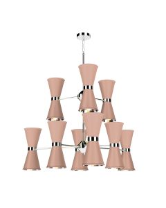 Hyde 18 Light Pendant Polished Chrome and Blush Pink