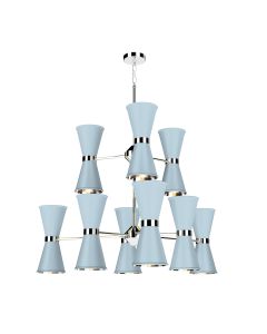 Hyde 18 Light Pendant Polished Chrome and Amalfi Blue