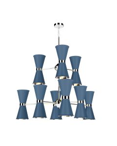 Hyde 18 Light Pendant Polished Chrome and Persian Blue