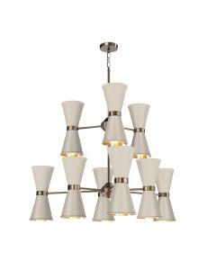 Hyde 18 Light Pendant Antique Brass and Cotswold Cream