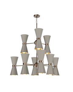 Hyde 18 Light Pendant Antique Brass and Powder Grey