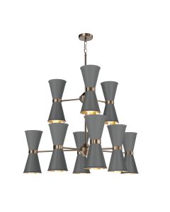 Hyde 18 Light Pendant Antique Brass and Lead Grey