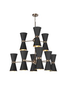Hyde 18 Light Pendant Antique Brass and Black