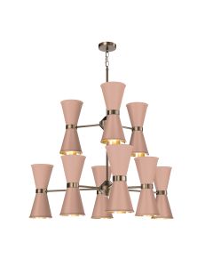Hyde 18 Light Pendant Antique Brass and Blush Pink