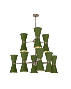 Hyde 18 Light Pendant Antique Brass and Juniper Green