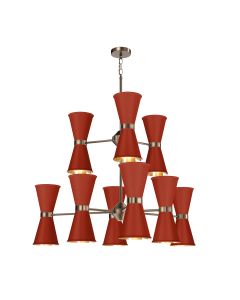 Hyde 18 Light Pendant Antique Brass and Strawberry