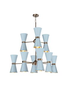 Hyde 18 Light Pendant Antique Brass and Amalfi Blue