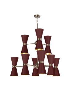 Hyde 18 Light Pendant Antique Brass and Aubergine