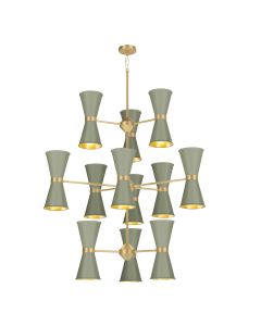 Hyde 24 Light Pendant Butter Brass and Sage Green