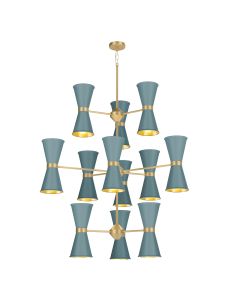 Hyde 24 Light Pendant Butter Brass and River Blue