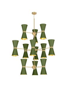 Hyde 24 Light Pendant Butter Brass and Juniper Green