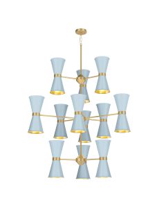 Hyde 24 Light Pendant Butter Brass and Amalfi Blue