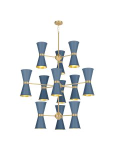 Hyde 24 Light Pendant Butter Brass and Persian Blue