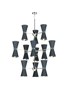 Hyde 24 Light Pendant Polished Chrome and Smoke Blue