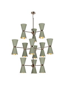 Hyde 24 Light Pendant Antique Brass and Sage Green