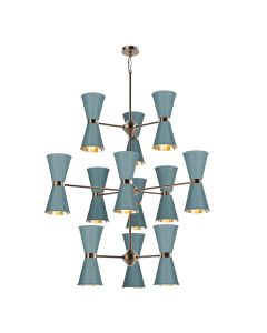 Hyde 24 Light Pendant Antique Brass and River Blue